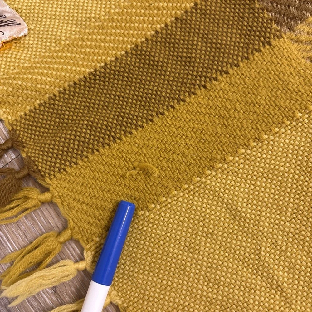 VTG 1970s Harvest Gold & Brown 47 X 68 Churchill Hand Woven Throw Blanket USA